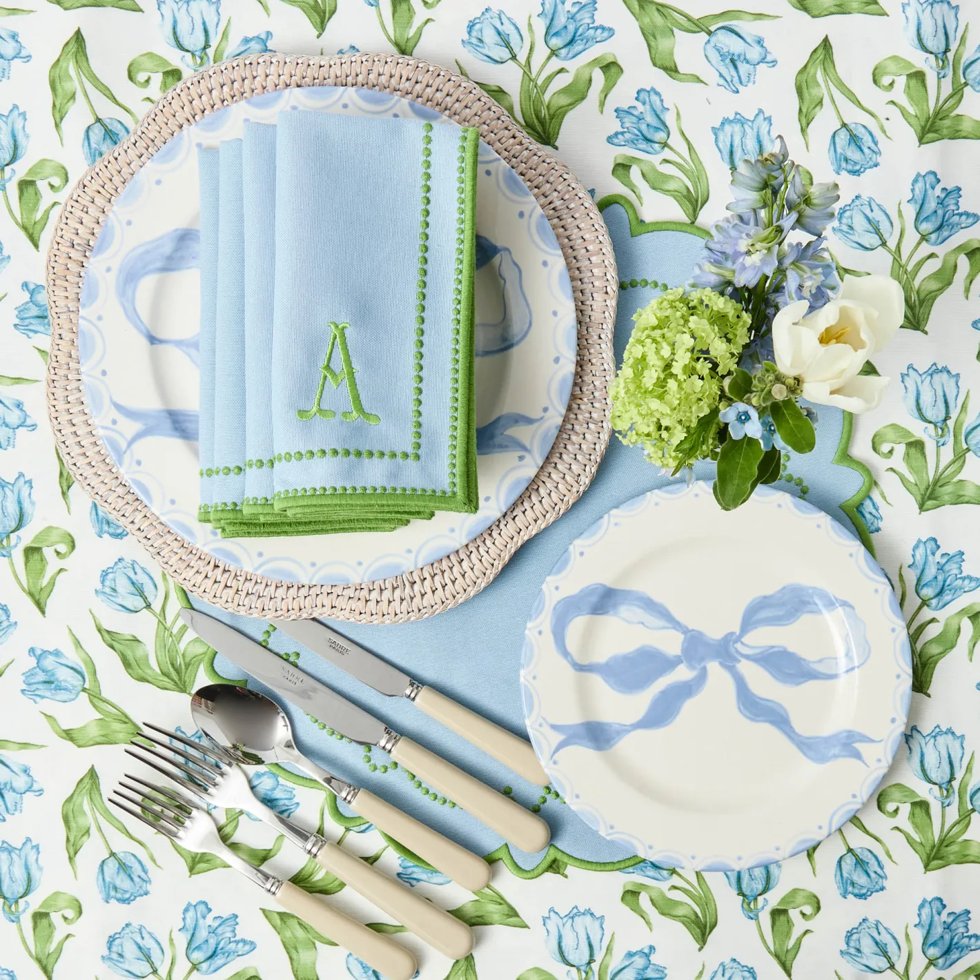 Summer Crockery | Starter Plates<Mrs. Alice Marilyn Blue Bow Starter Plates (Set of 4)