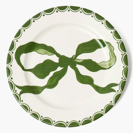 Starter Plates | Crockery Sets<Mrs. Alice Marilyn Forest Green Bow Starter Plates (Set of 4)