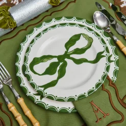Starter Plates | Crockery Sets<Mrs. Alice Marilyn Forest Green Bow Starter Plates (Set of 4)