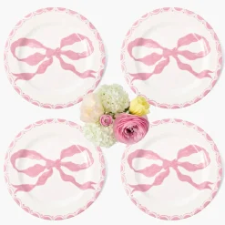 Summer Crockery | Dinner Plates<Mrs. Alice Marilyn Pink Bow Dinner Plates (Set of 4)