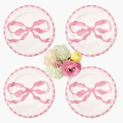 Summer Crockery | Starter Plates<Mrs. Alice Marilyn Pink Bow Starter Plates (Set of 4)