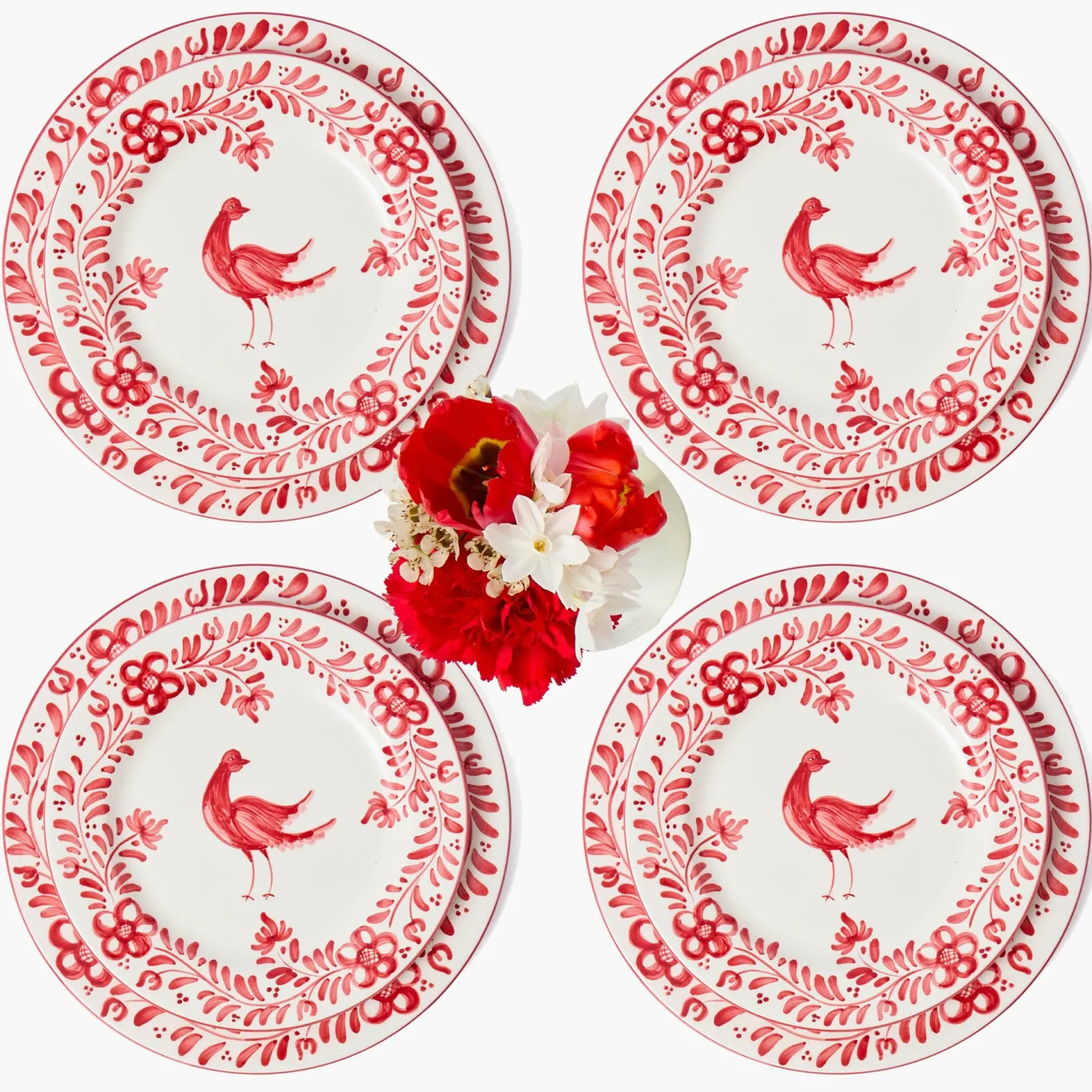 Crockery Sets<Mrs. Alice Martha Red Dinner & Starter Plates (Set of 8)
