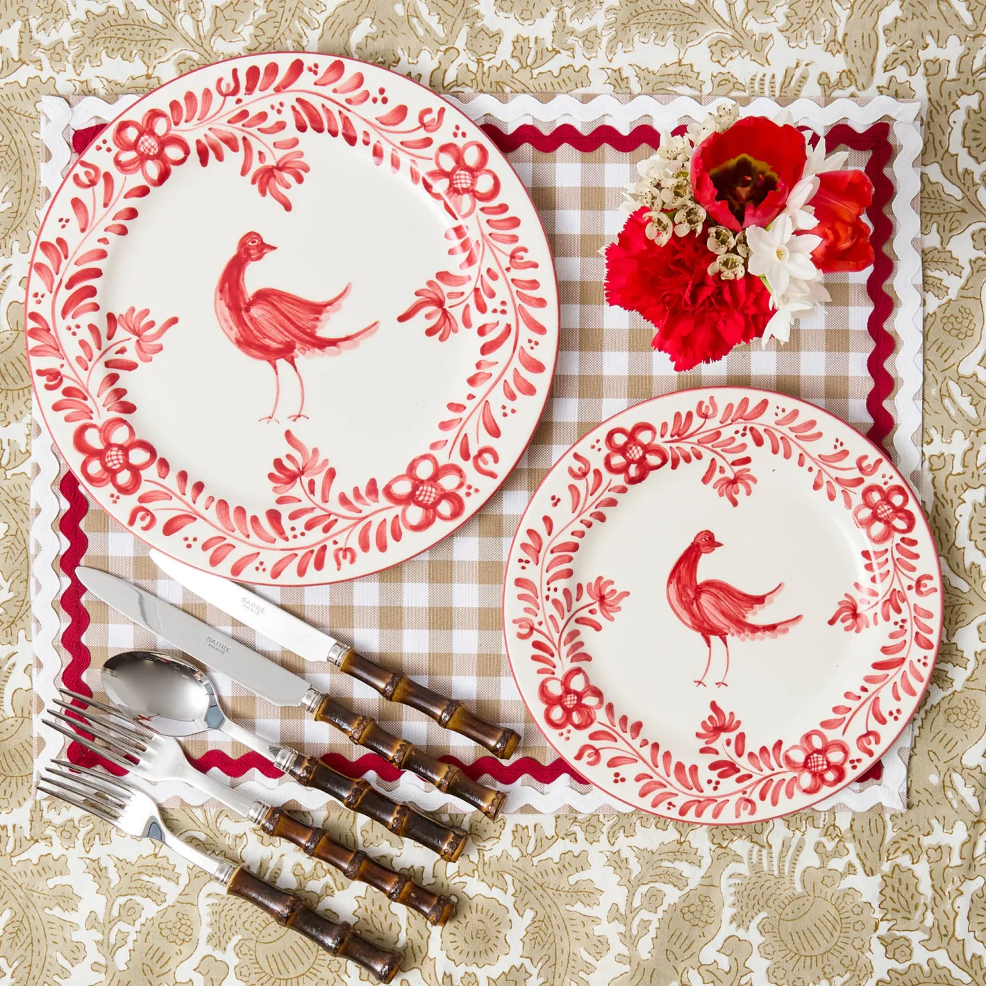 Crockery Sets<Mrs. Alice Martha Red Dinner & Starter Plates (Set of 8)
