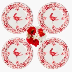 Starter Plates | Crockery Sets<Mrs. Alice Martha Red Starter Plates (Set of 4)