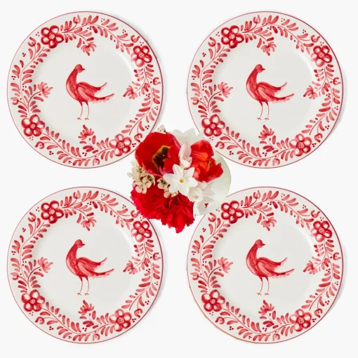 Starter Plates | Crockery Sets<Mrs. Alice Martha Red Starter Plates (Set of 4)