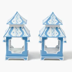 Summer Candleware | Pagodas & Lanterns<Mrs. Alice Mini Blue Ikat Pagoda Lantern (Pair)