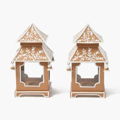 Summer Candleware | Year-round Decorations<Mrs. Alice Mini Caramel Chinoiserie Pagoda Lantern (Pair)