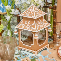 Summer Candleware | Year-round Decorations<Mrs. Alice Mini Caramel Chinoiserie Pagoda Lantern (Pair)