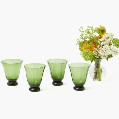 Summer Glassware | Glasses<Mrs. Alice Moss Green Tulip Glasses (Set of 4)