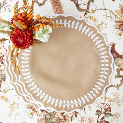 Table Linen Sets | For Her<Mrs. Alice Natural Laurel Placemats & Napkins Set (Set of 4)