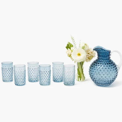 Glassware Sets | For The Homemaker<Mrs. Alice Navy Hobnail Glasses & Jug Set