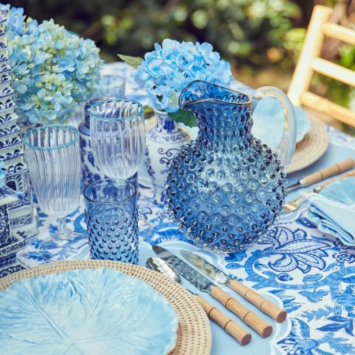 Glassware Sets | For The Homemaker<Mrs. Alice Navy Hobnail Glasses & Jug Set