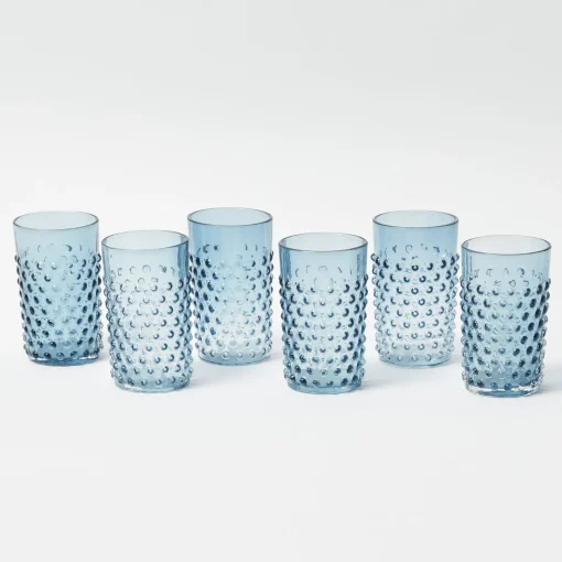 Glassware Sets | For The Homemaker<Mrs. Alice Navy Hobnail Glasses & Jug Set