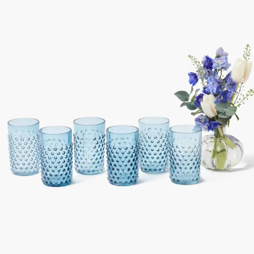 Glassware Sets | For The Homemaker<Mrs. Alice Navy Hobnail Glasses & Jug Set