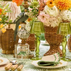 Summer Glassware | Summer Candleware<Mrs. Alice Olive Glass Lantern Tea Light Holder (Pair) - 24 cm