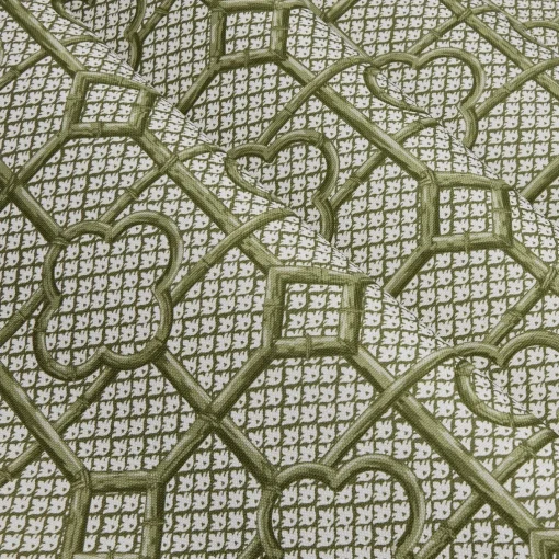 Serena Fresson Fabrics<Mrs. Alice Olive Green Bamboo Trellis Fabric