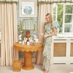 Lampshades<Mrs. Alice Olive Green Ikat Lampshade (40cm)