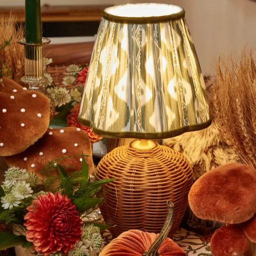 Lampshades<Mrs. Alice Olive Green Ikat Lampshade (18cm)