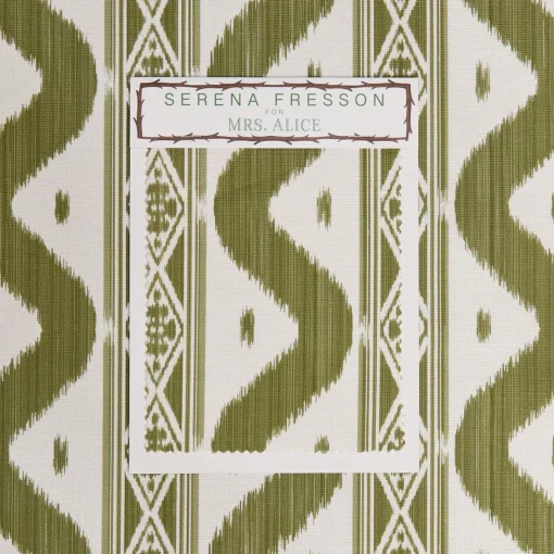 Serena Fresson Fabrics<Mrs. Alice Olive Green Ikat Stripe Fabric