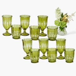 Glasses | Glassware Sets<Mrs. Alice Olive Scalloped Glassware (Set of 12)