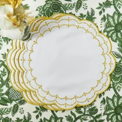Placemats<Mrs. Alice Olivia White & Gold Placemats (Set of 4)