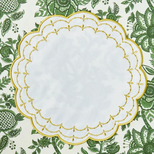 Placemats<Mrs. Alice Olivia White & Gold Placemats (Set of 4)