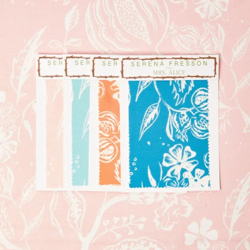 Serena Fresson Fabrics<Mrs. Alice Palm Beach Pink Chelsea Square Fabric