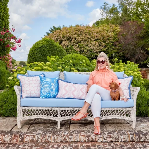 Serena Fresson Fabrics<Mrs. Alice Palm Beach Pink Ikat Stripe Fabric