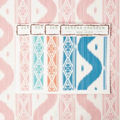 Serena Fresson Fabrics<Mrs. Alice Palm Beach Pink Ikat Stripe Fabric
