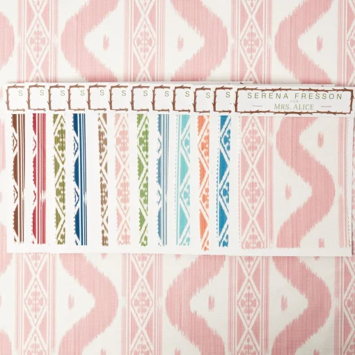 Serena Fresson Fabrics<Mrs. Alice Palm Beach Pink Ikat Stripe Fabric