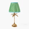Rechargeable Table Lamps | Summer Lighting<Mrs. Alice Palm Tree Rechargeable Lamp with Green & Blue Lotus Shade (18cm)