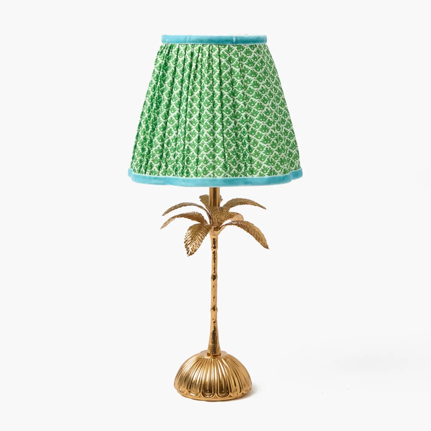 Rechargeable Table Lamps | Summer Lighting<Mrs. Alice Palm Tree Rechargeable Lamp with Green & Blue Lotus Shade (18cm)