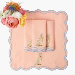 Summer Table Linen | Napkins<Mrs. Alice Parrot Coral Linen Napkins (Set of 4)