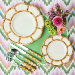 Summer Crockery | Crockery Sets<Mrs. Alice Petal Bamboo Ceramic Dinner & Starter Plates (Set of 8)