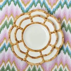 Summer Crockery | Crockery Sets<Mrs. Alice Petal Bamboo Ceramic Dinner & Starter Plates (Set of 8)