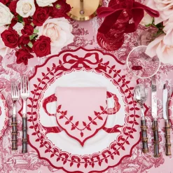 Table Linen Sets<Mrs. Alice Pink & Red Bow Laurel Placemats & Napkins (Set of 4)