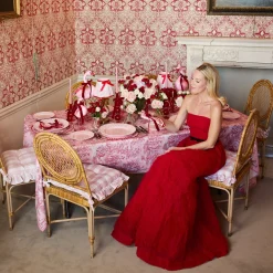 Table Linen Sets<Mrs. Alice Pink & Red Bow Laurel Placemats & Napkins (Set of 4)