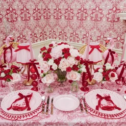 Table Linen Sets<Mrs. Alice Pink & Red Bow Laurel Placemats & Napkins (Set of 4)