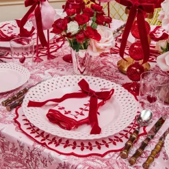 Table Linen Sets<Mrs. Alice Pink & Red Bow Laurel Placemats & Napkins (Set of 4)