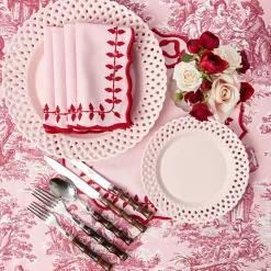 Table Linen Sets<Mrs. Alice Pink & Red Bow Laurel Placemats & Napkins (Set of 4)