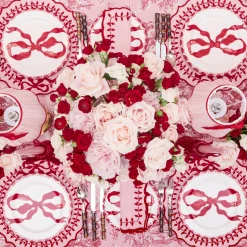Table Linen Sets<Mrs. Alice Pink & Red Bow Laurel Placemats & Napkins (Set of 4)