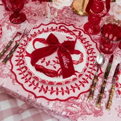 Table Linen Sets<Mrs. Alice Pink & Red Bow Laurel Placemats & Napkins (Set of 4)