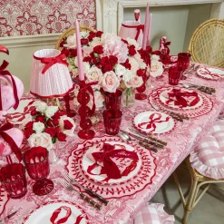 Table Linen Sets<Mrs. Alice Pink & Red Bow Laurel Placemats & Napkins (Set of 4)
