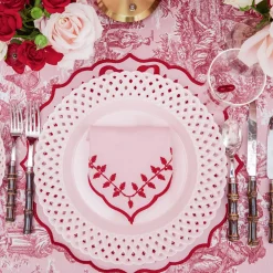 Table Linen Sets<Mrs. Alice Pink & Red Bow Laurel Placemats & Napkins (Set of 4)