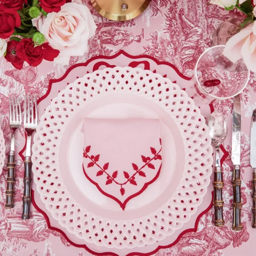 Table Linen Sets<Mrs. Alice Pink & Red Bow Laurel Placemats & Napkins (Set of 4)