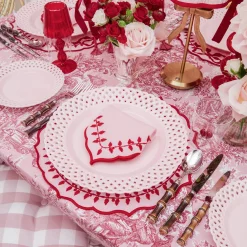 Table Linen Sets<Mrs. Alice Pink & Red Bow Laurel Placemats & Napkins (Set of 4)
