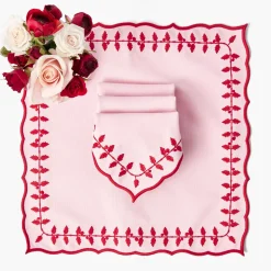 Napkins<Mrs. Alice Pink & Red Laurel Napkins (Set of 4)
