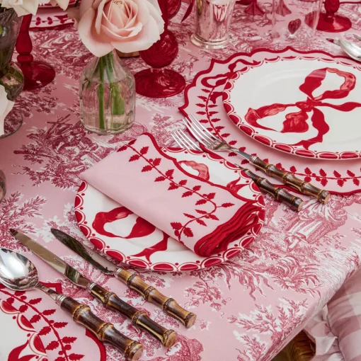 Napkins<Mrs. Alice Pink & Red Laurel Napkins (Set of 4)