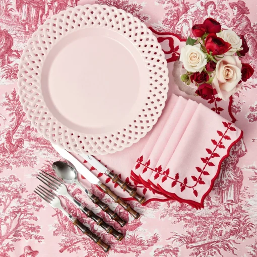 Napkins<Mrs. Alice Pink & Red Laurel Napkins (Set of 4)