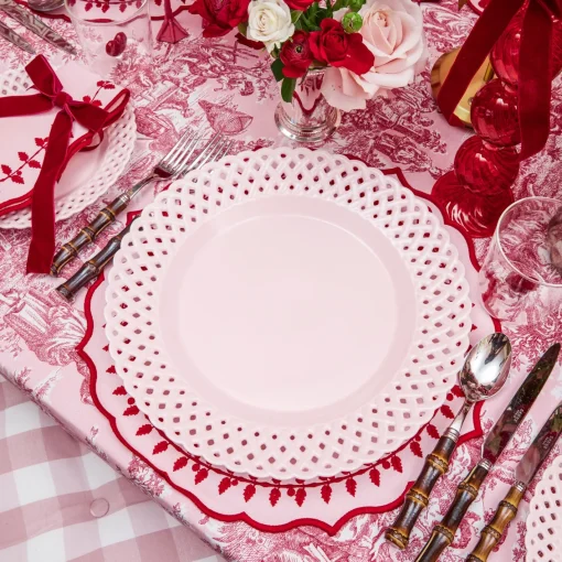 Summer Crockery | Dinner Plates<Mrs. Alice Pink Basketweave Dinner Plate